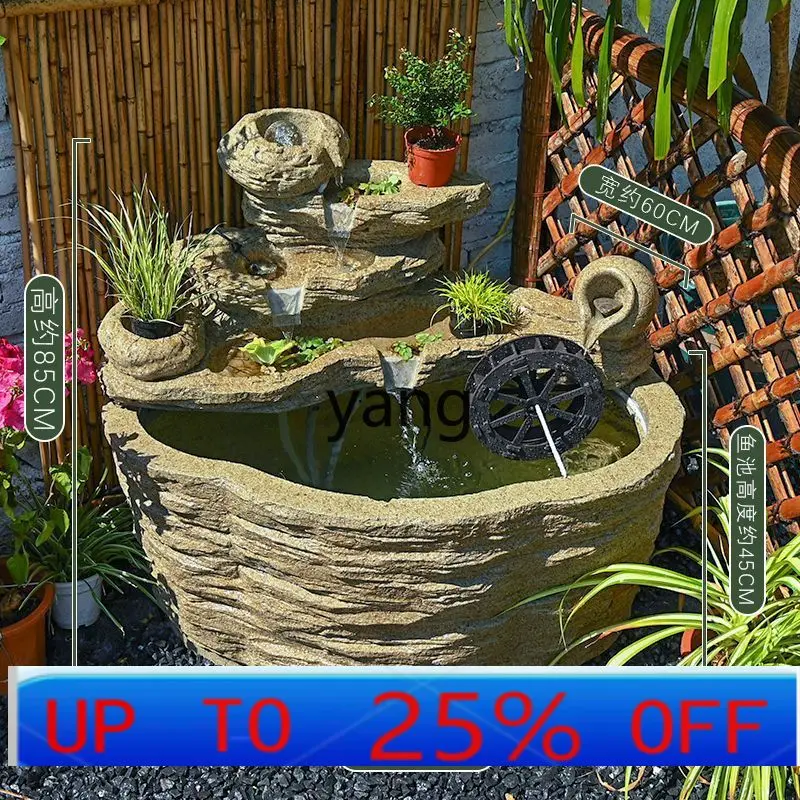 

LMM new Chinese-style flowing water ornament tea room landscaping small fish ecological fish tank water system landscape