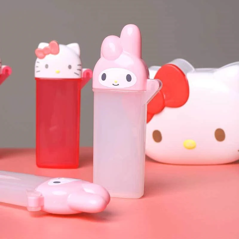 Hello Kitty Cotton Swab Storage Box Anime Melody Kawaii Life Supplies Toothpick Cotton Swab Dental Floss Portable Storages Boxs