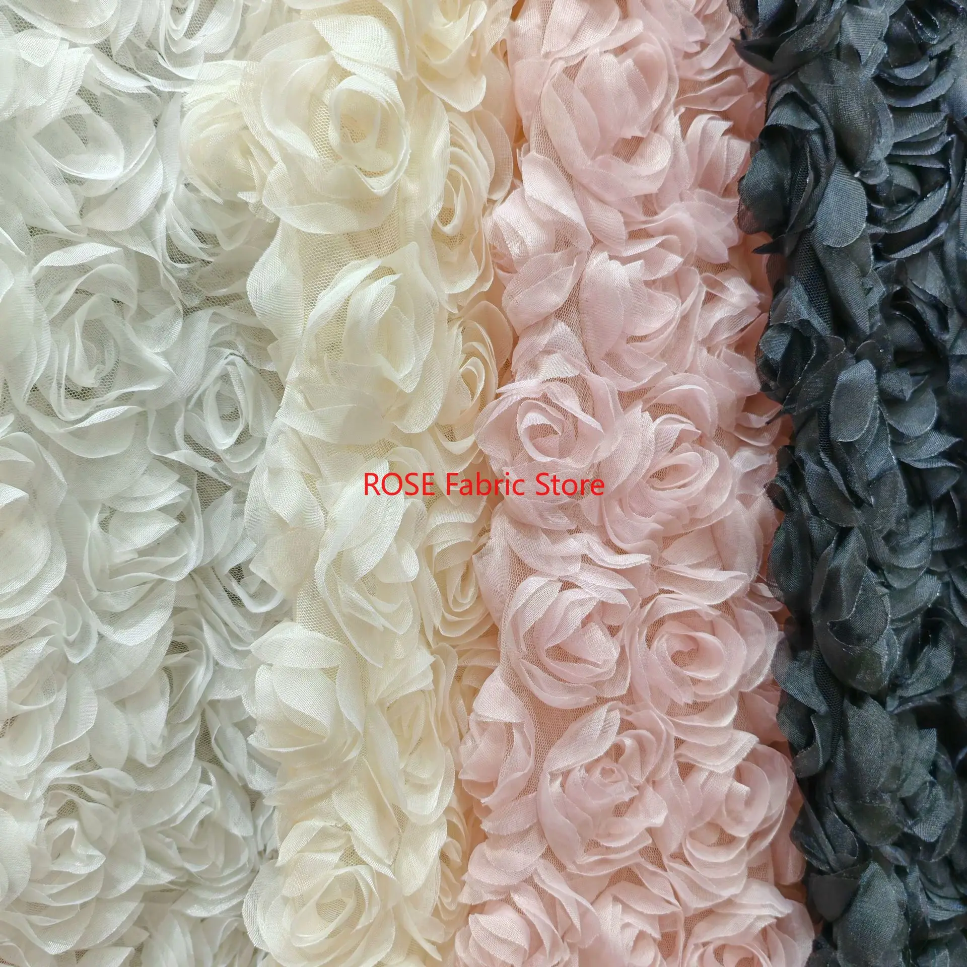 

1 ярд 3D большая роза с вышивкой, сетчатая ткань, свадебное платье, сценическая одежда, дизайнерская ткань для шитья своими руками