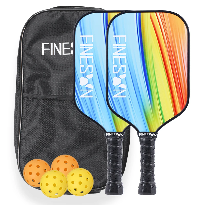 

Finesun Pickleball Paddles Set USAPA Compliant Fiberglass Surface Enhanced Power with Pickleball Bag Best Gift for Beginners