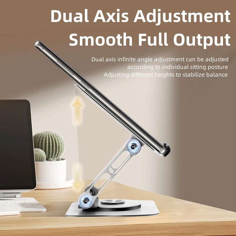 iPad Stand 360 Rotating, Adjustable Tablet Stand for Desk, Portable Monitor Tablet Stand Holder Office Accessories