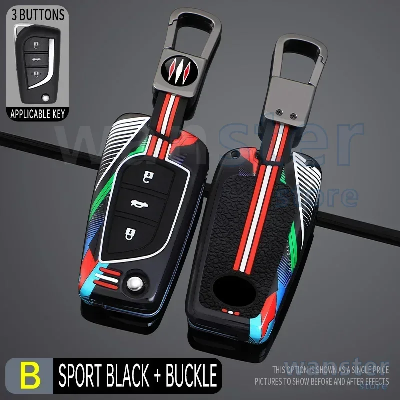 Racing Style Metal Car Key Case Fob Cover for Toyota Hilux Corolla Avensis Prado Fortuner RAV4 CHR Camry Highlander REIZ Crown
