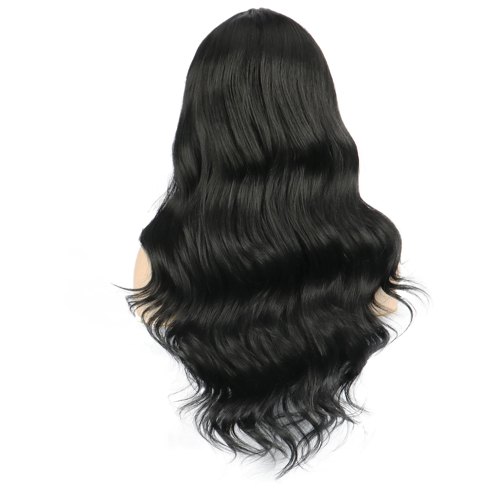 Women\'s Black Long Curly Hair Chemical Fiber Headwear Glueless lace wig