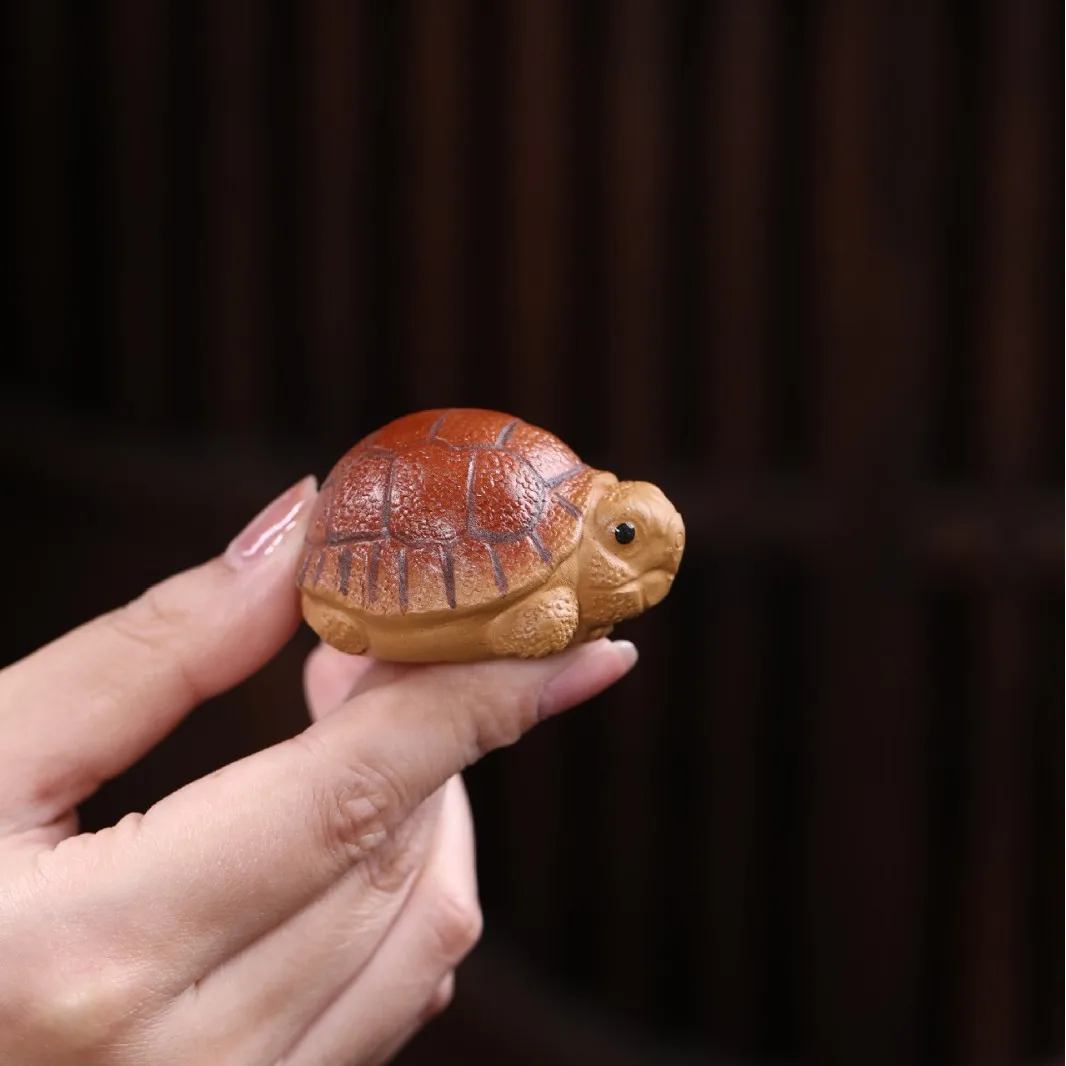 Purple Clay Creative Cute Pet Ornament Mini Realistic Turtle Wealth-Attracting Desktop Tea Table Decoration Gift