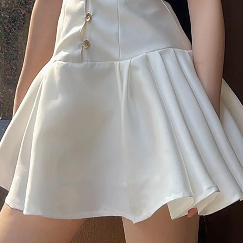 French White Fluffy Sleeve Dress Design Sense V-Neck Tight Waist Slimming Skirt 2024 Spring And Summer Dress Party Women's Wear