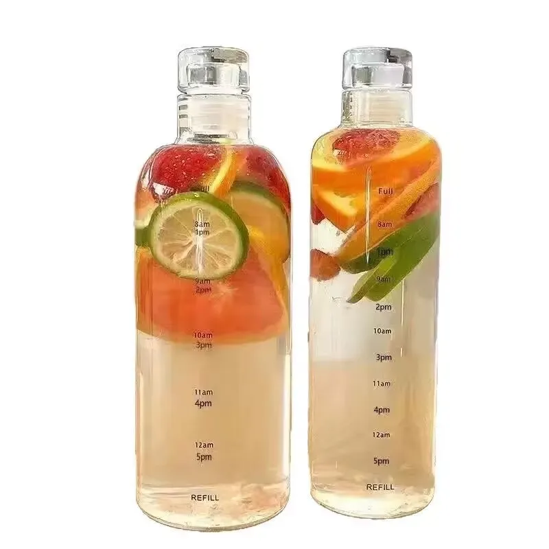 

Newest Water Cup Sport Water Bottle With Time Scale Couple Plastic Portable Anti-drop Outdoor Water Bottle Bar Tool