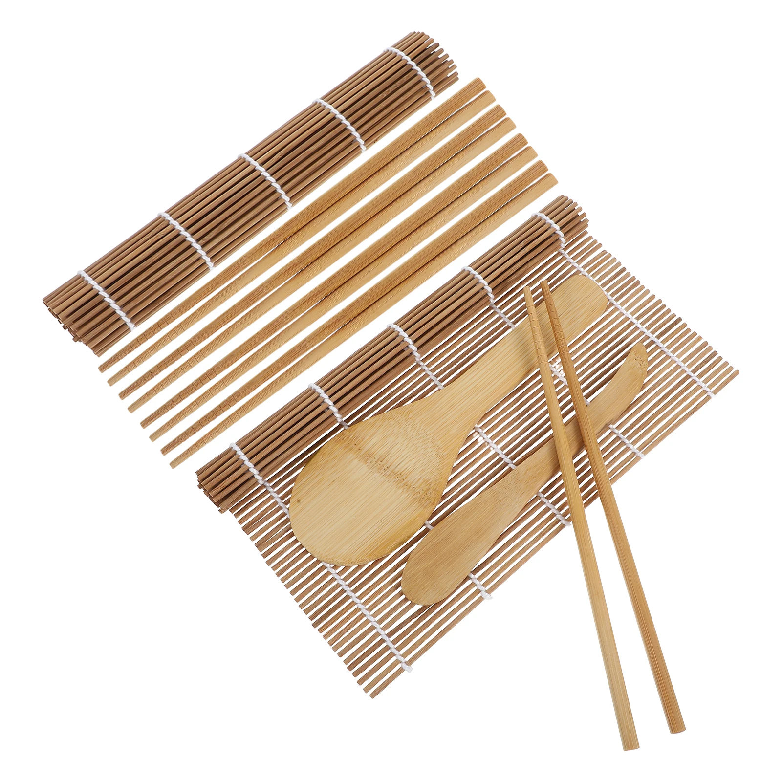 9 pcs Bamboo Making Kit Roller Mat Spatula Chopsticks Rice Paddle Spreader Japanese Cooking Tools Beginner