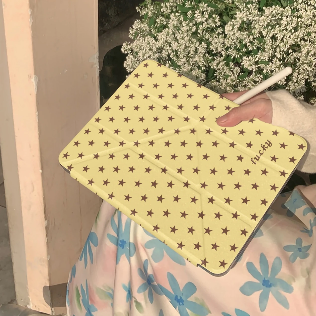 ins yellow polka dots star 3+Y-fold For iPad 10th 11th Gen 7/8/9 10.2'' Case For Air 4 5 6 7 11 For Air 13 9.7 Pro 11 Mini 6 7