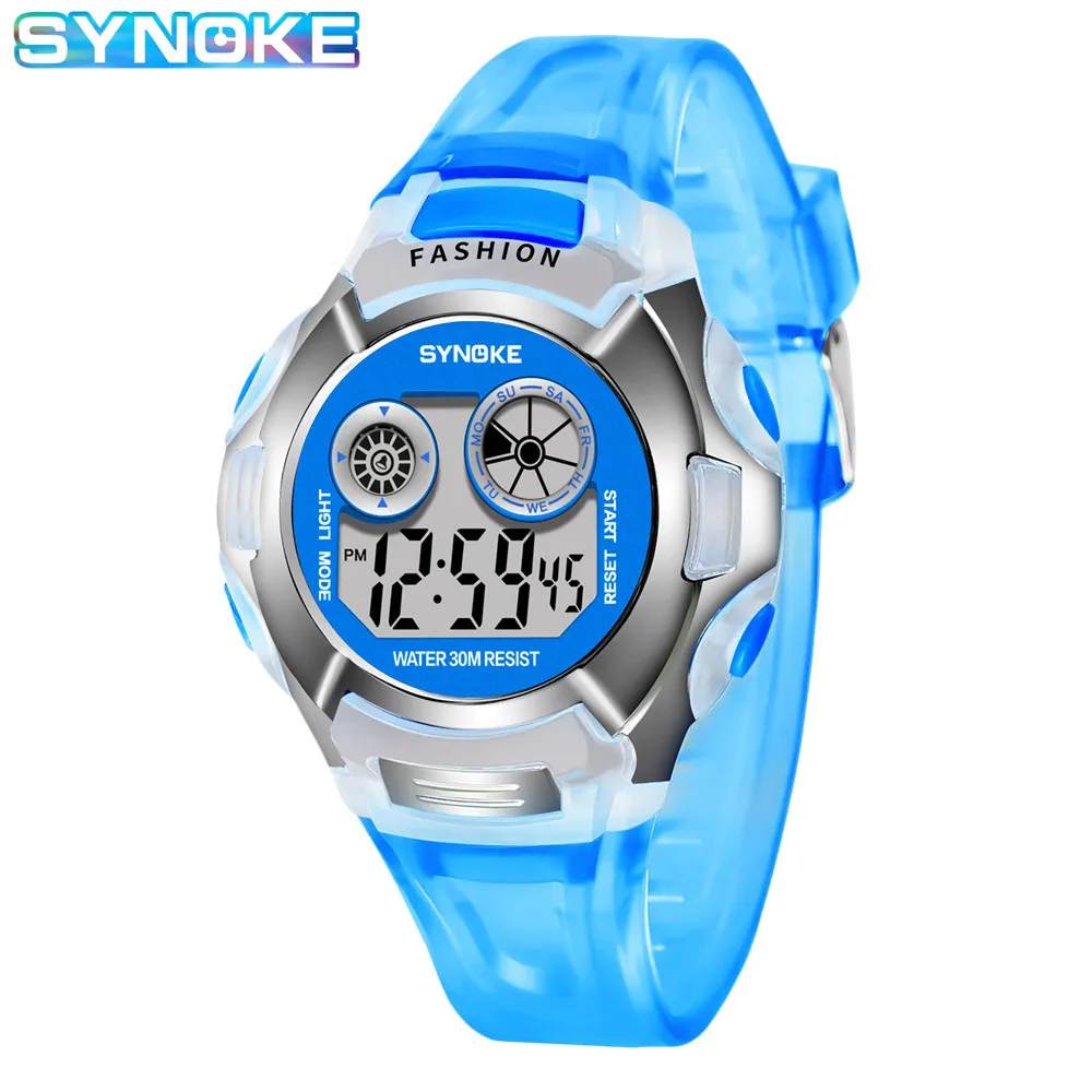 Student Electronic Watch Waterproof Sports Children Watch Glow Multi Function Digital Watch Seven Colors Light Gift Synoke