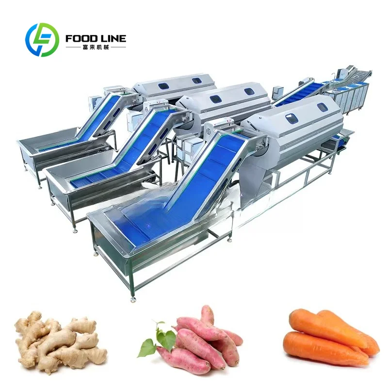 Customized Automatic Potato Taro Ginger Brush Roller Washing Peeling Machine Commercial Root Vegetable Cleaner Equipment