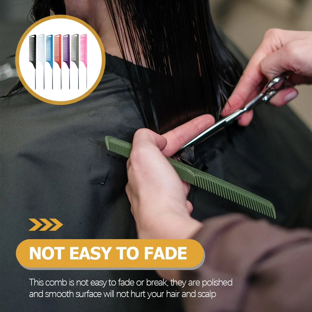 6Pcs Anti Static Rat Tail Comb Hair Styling Tool Durable Lightweight Plastic Salon Parting Teasing Lifting Comb