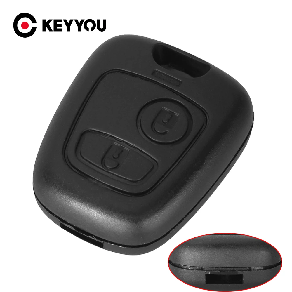 KEYYOU New Remote Key Case Shell Entry Fob 2 Buttons for Peugeot 106 206 306 406 without Blade Free Shipping