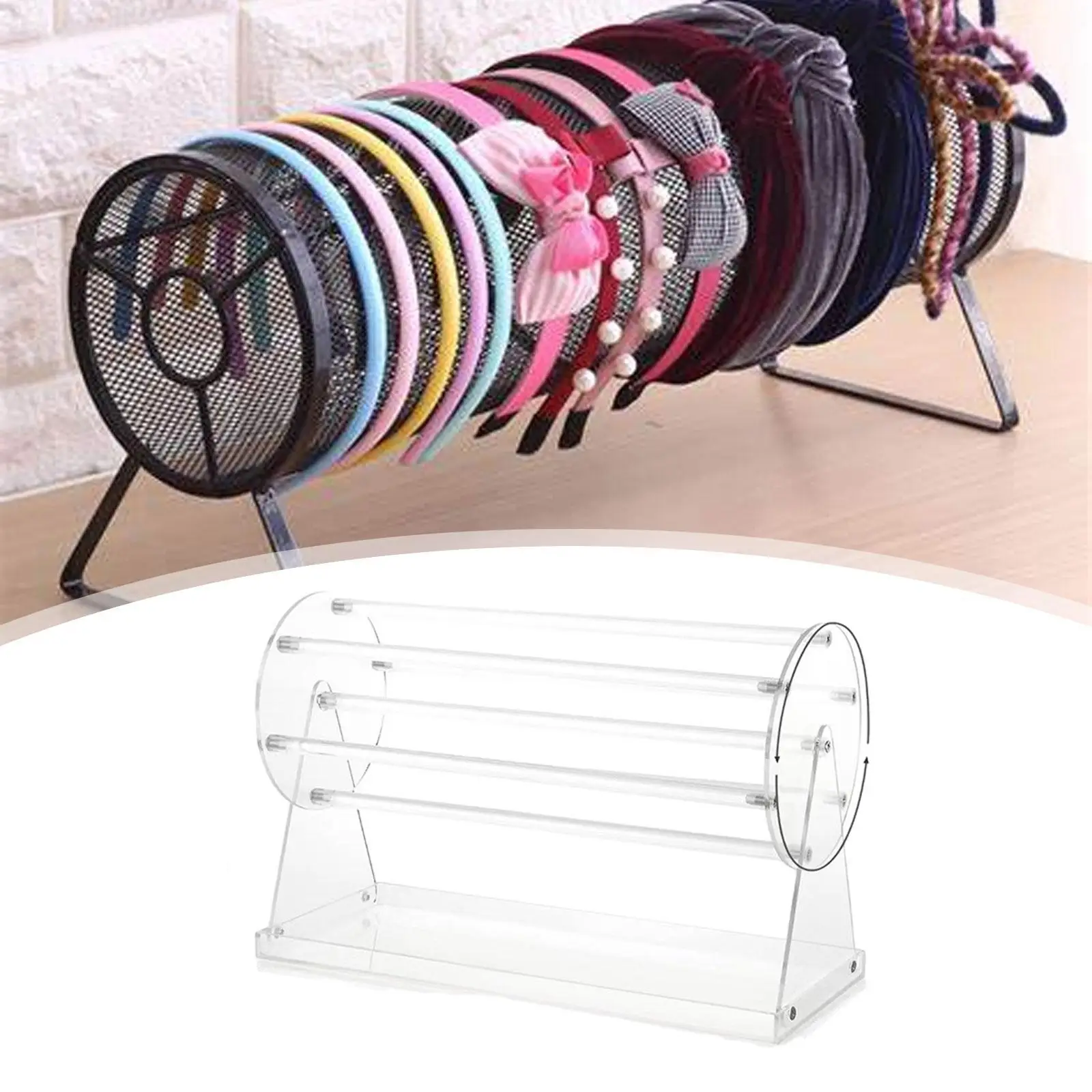 Hair Claw Clip Organizer Headband Rack for Women Jewelry Organizer 360 Degree Rotating Acrylic Display Stand Claw Clip Holder