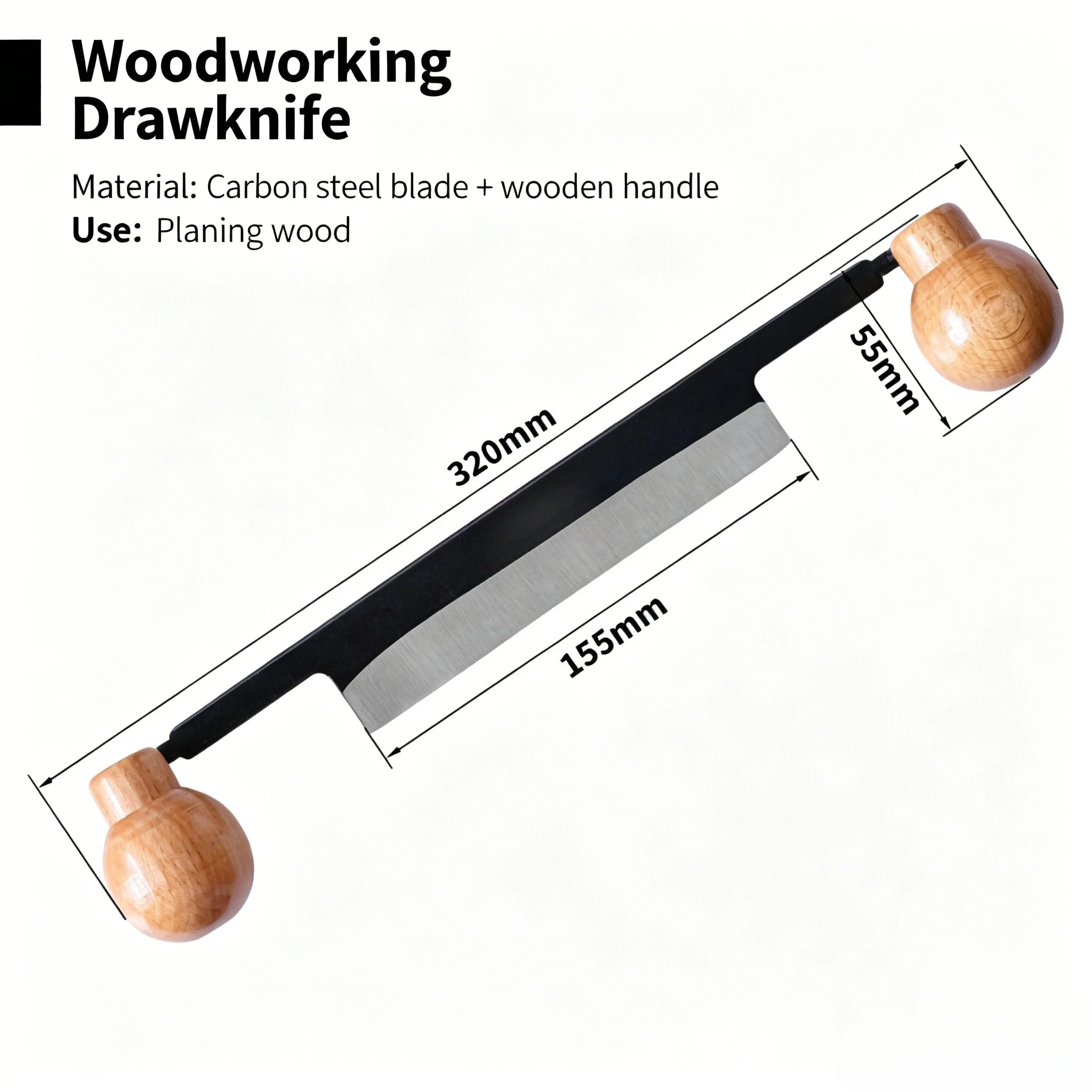 

Woodworking Knife Hand Scraper Flat Knife Double Handle Straight Planer Bark Knife DIY Planing Carving Tool