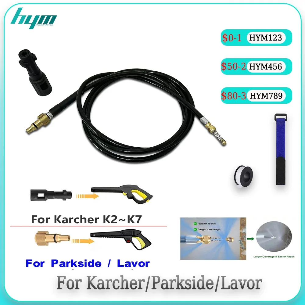 

2~30M Super Flexible High Pressure Washer Drain Pipe Hose Cleaning Kit with Spring Jet Nozzle for Karcher/LAVOR Sewer Jetting