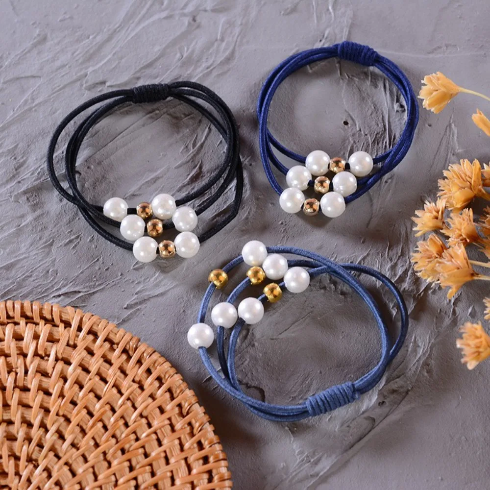 5 ชิ้น 9 ลูกปัดเพิร์ลเจ้าหญิง Headwear เกาหลีหลายชั้นแถบคาดศีรษะยืดหยุ่นสูงไม่เป็นอันตรายผมผมวงผมเครื่องประดับ