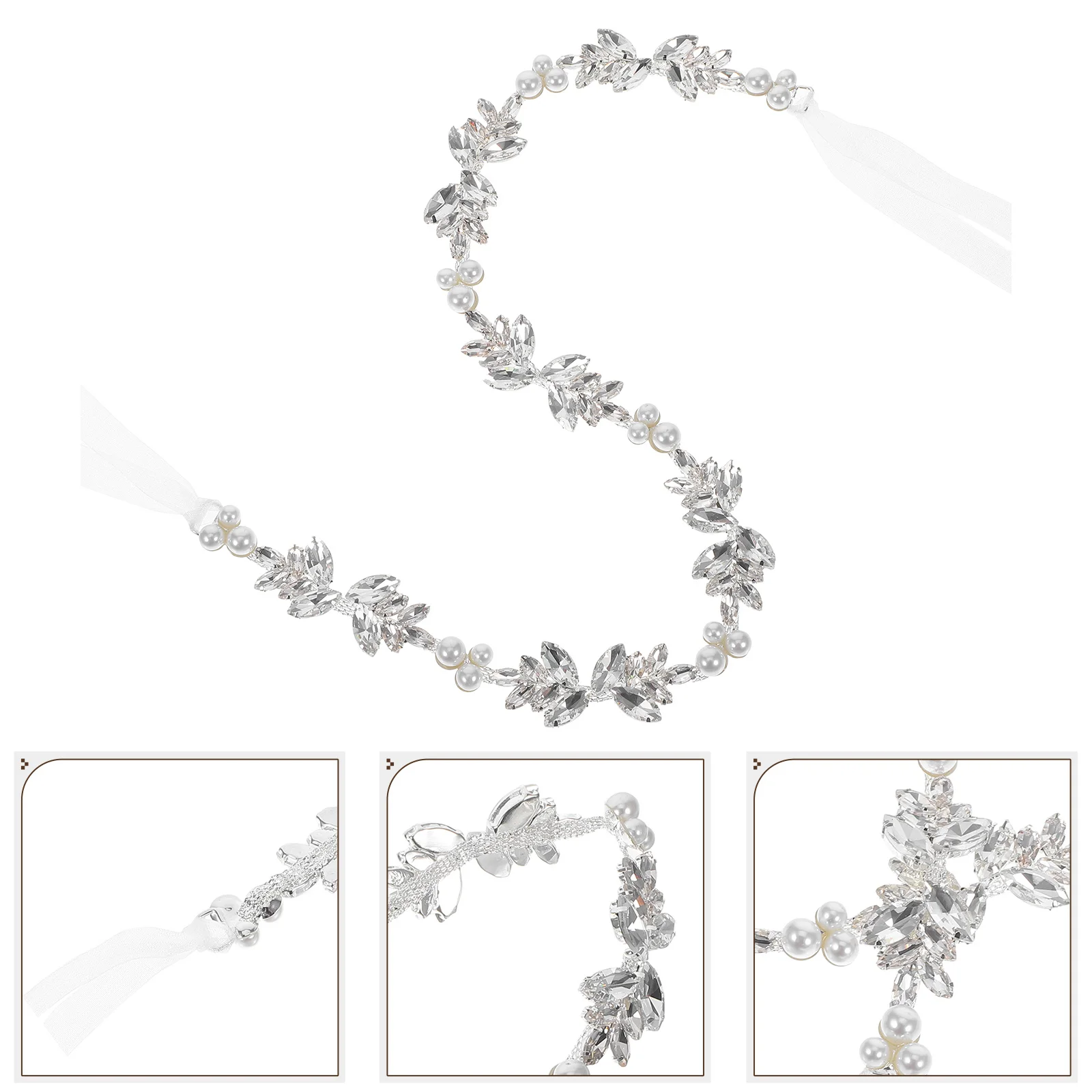 Pasek ślubny z dżetami, regulowany, elegancki pas do sukni dla kobiet