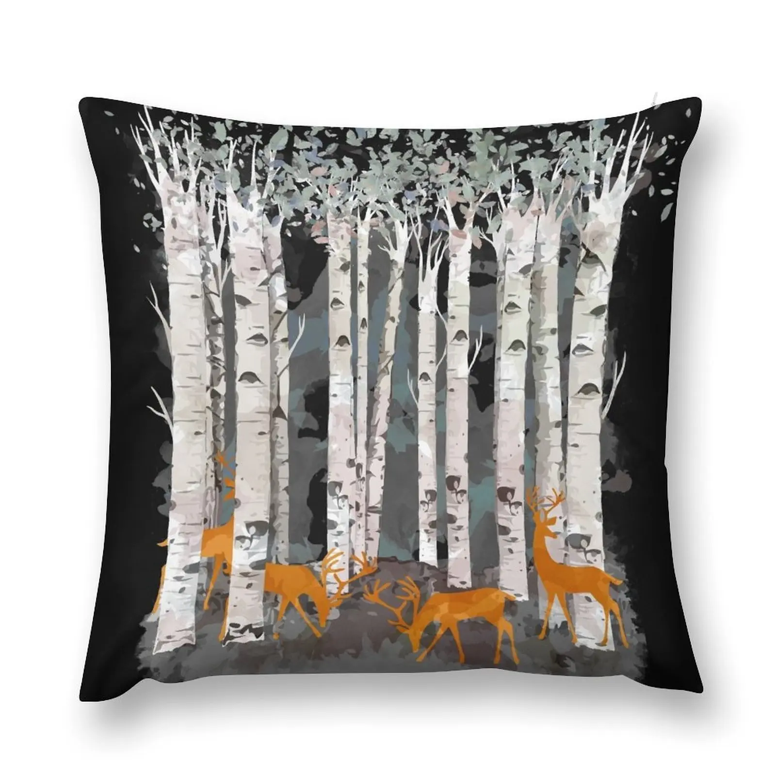 

deer, fawns and birchs watercolor art Throw Pillow ornamental pillows for living room Anime pillow