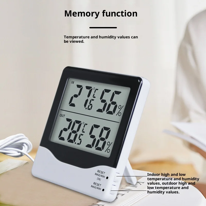 Digital Thermometer Hygrometer High Precision Large Screen Dual Temperature Humidity Monitor Indoor Outdoor Home Use