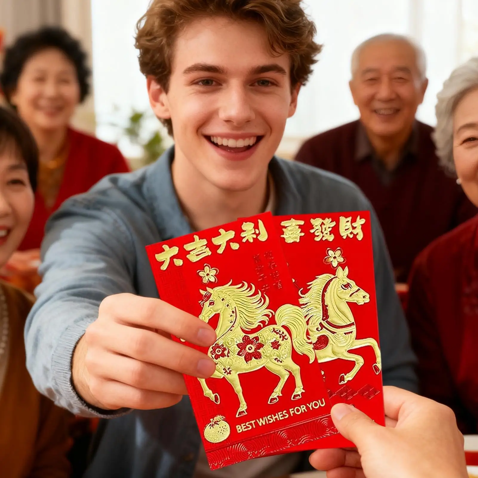 6 قطع من المظاريف الحمراء لسن الحصان، مستلزمات حفلات الأعياد، مهرجان الربيع، الحزم الحمراء لمخططي الأحداث وأعياد الميلاد وحفلات الزفاف