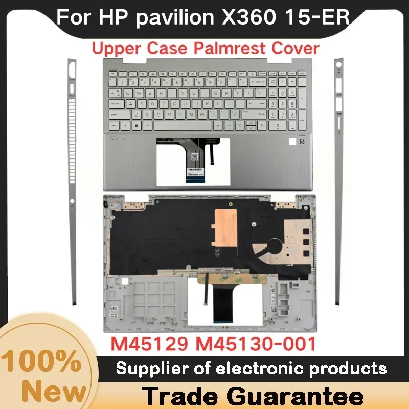 Nieuw Voor HP Pavilion X360 15-ER TPN-W147 LCD Back Cover EEN Shell Zilver Hoofdletters Palmrest Cover Met toetsenbord M45129 M45130-001