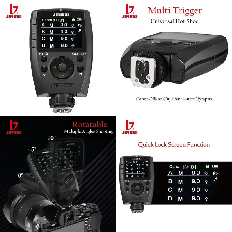 Wireless 2.4G TTL Flash Trigger with Color Screen for Studio Lighting and Multi Camera