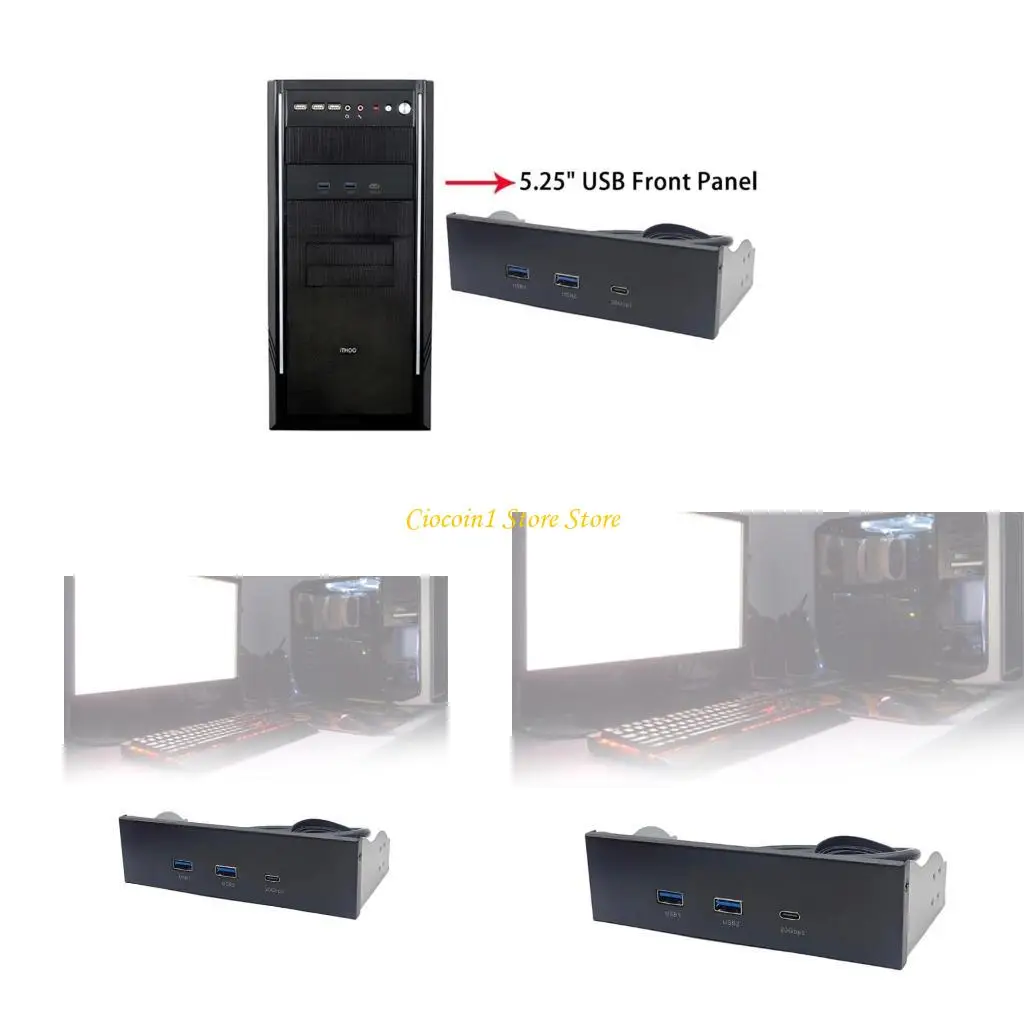

A3PC Computer Case Front Panel Adapter for 5.25Inch Bay with USB3.2 and Type C Port