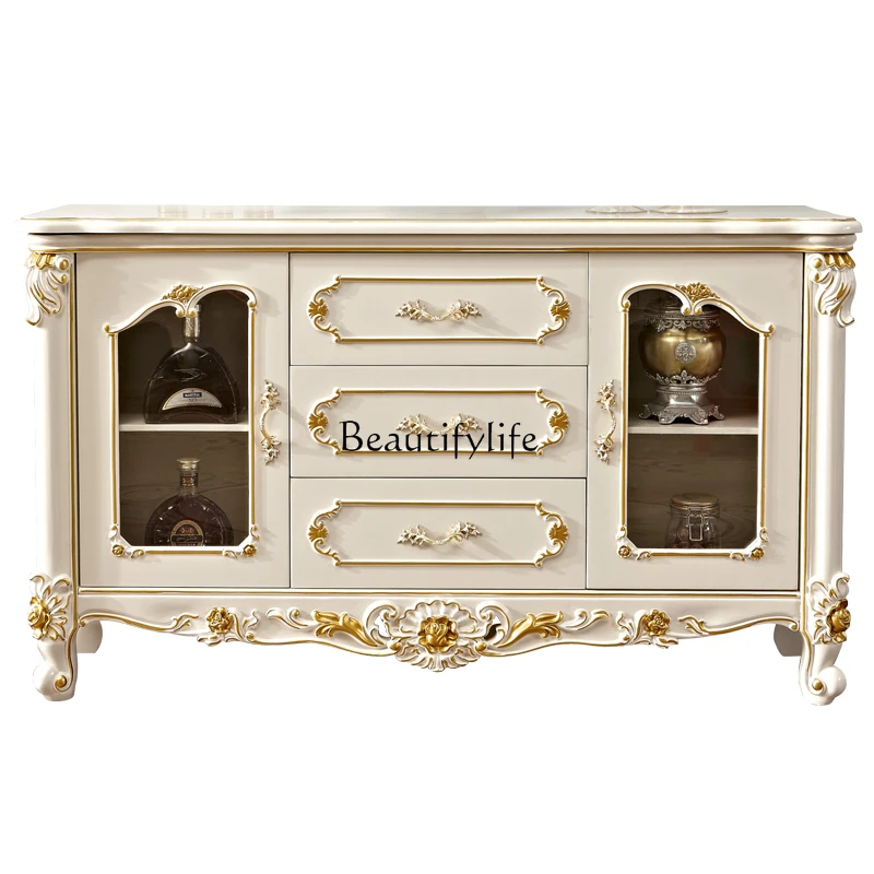 

European side cabinet American white marble solid wood locker