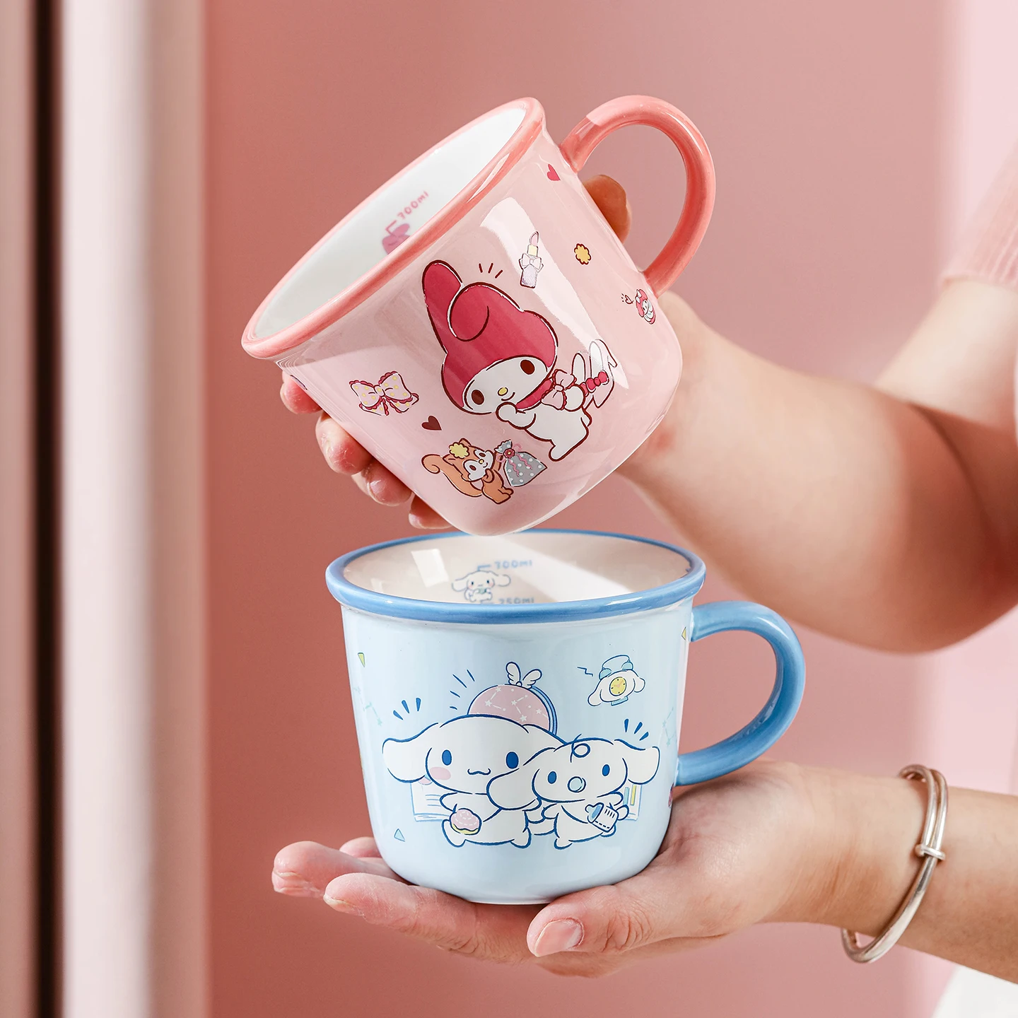 340Ml Cartoon Sanrio Hello Kitty My Melody Cinnamoroll Kuromi Ceramics Kawaii Mug  Beautiful Cutlery  cup child Birthday Gift view 6