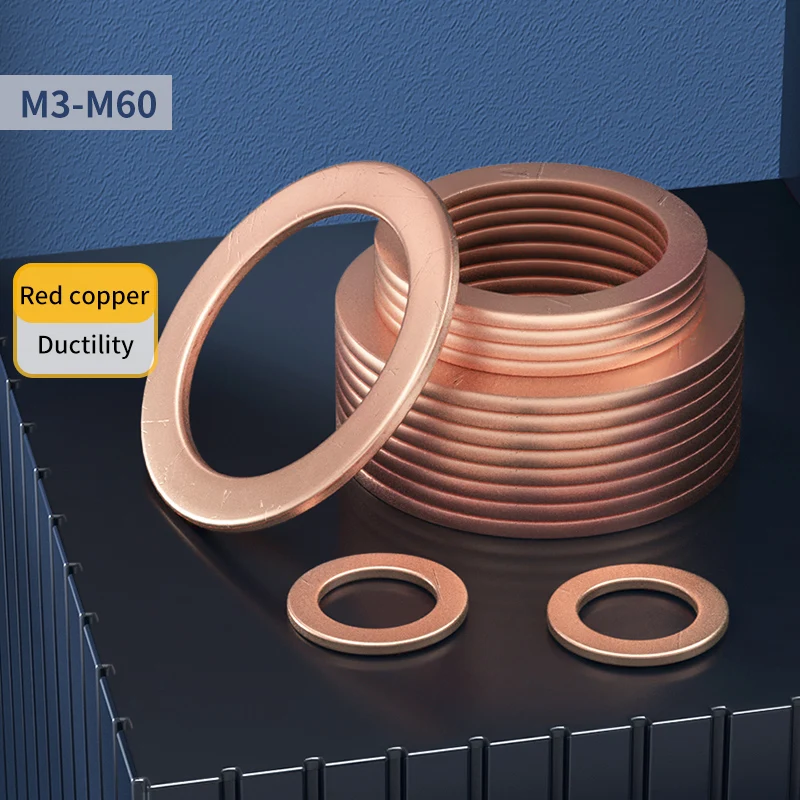 

Copper gasket seal ring for Marine table copper round screw metal annealed flat gasket M3 M6 M8 M10