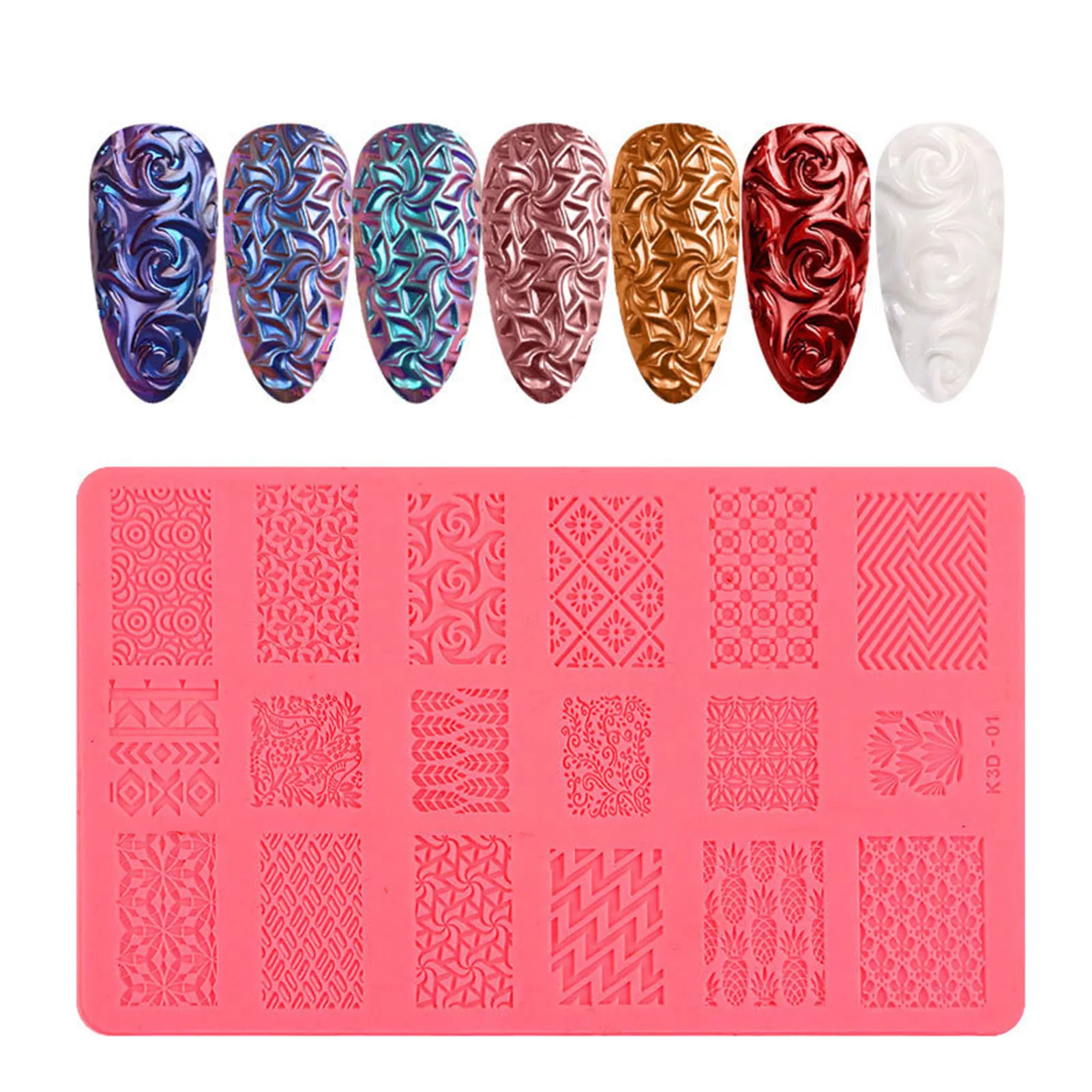 Nail Art Printing modello in Silicone 3D Manicure Relief Soft Mold accessori per la bellezza delle unghie per la pittura delle unghie