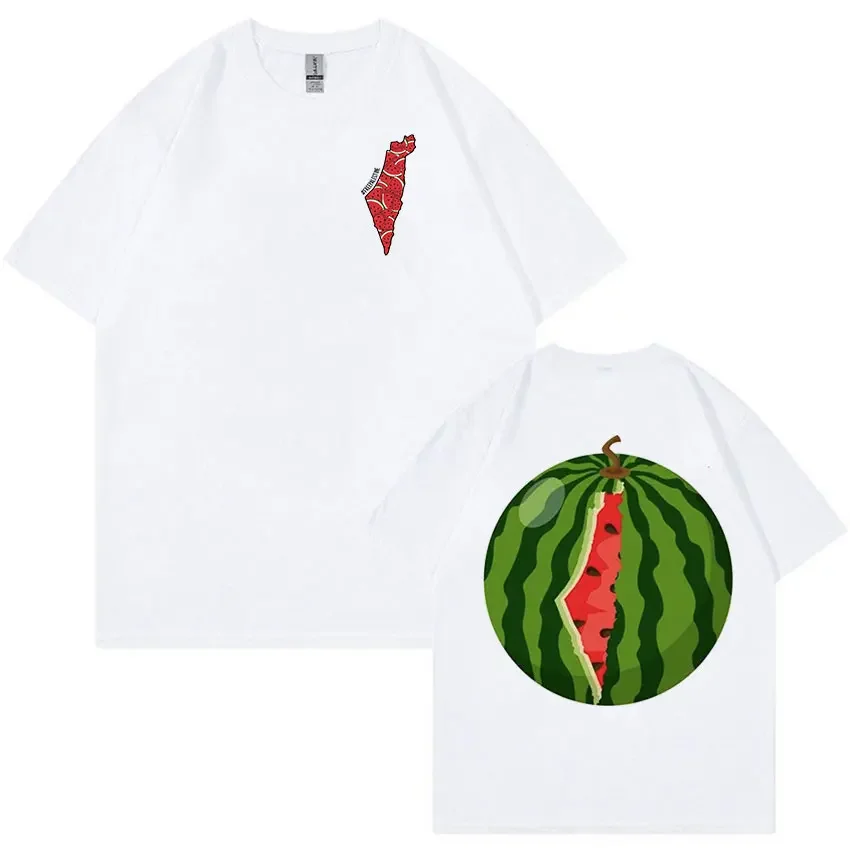 Funny Watermelon Double Sided Graphic TShirts Men's Women Fashion Casual Short Sleeve Tshirt Tops Man Cotton Oversized T-shirt