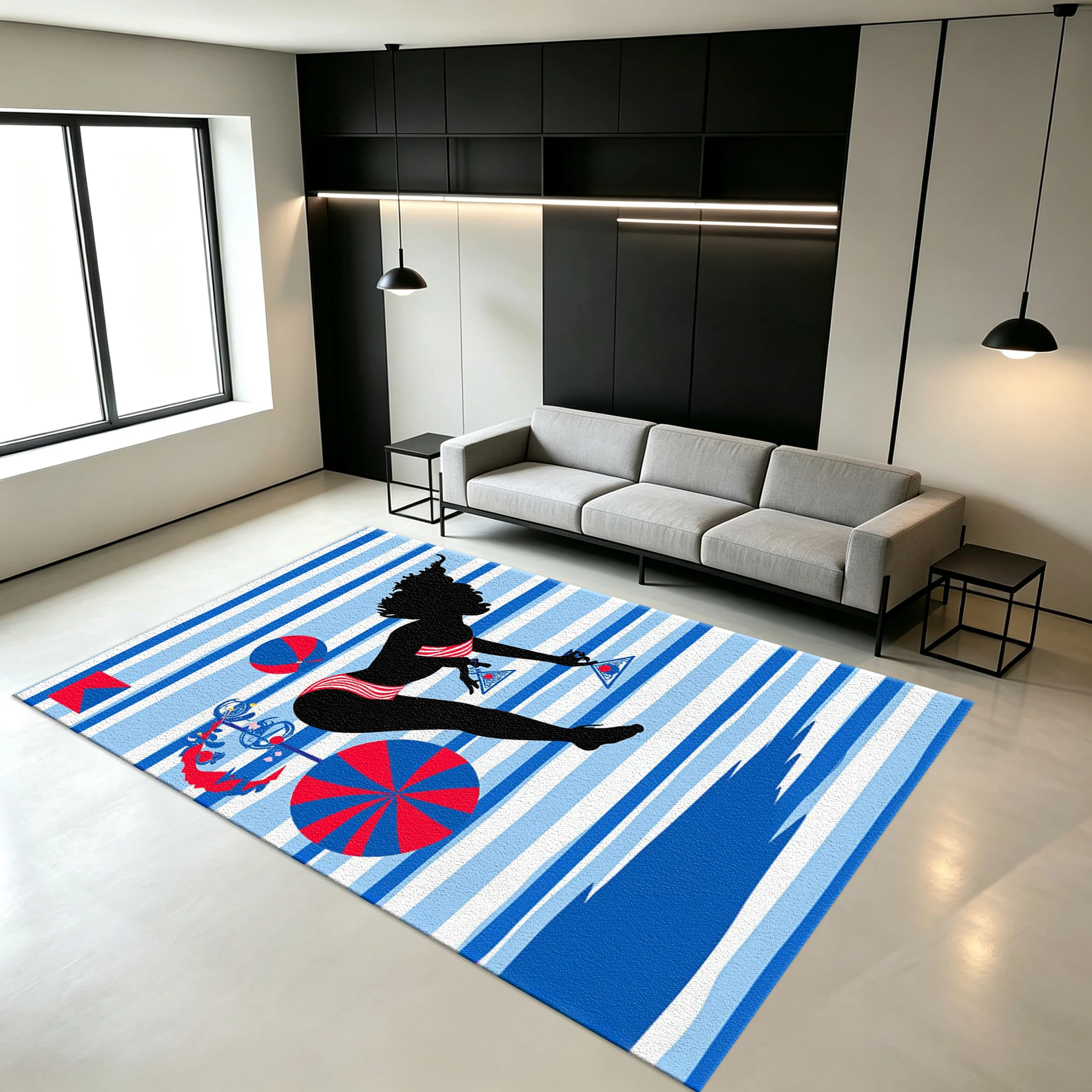 Abstract Circus Character Printed Carpet Creative Art Home Carpet Decorative Floor Mat Suitable for Living Room Bedroom Studio Decoration