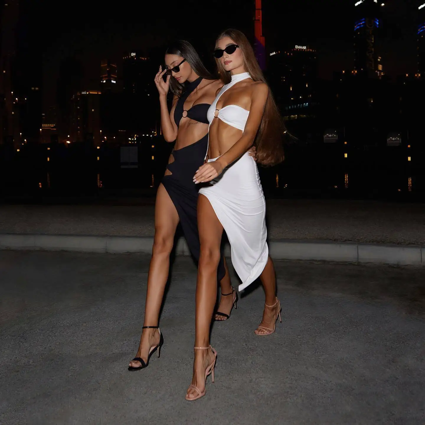 Sexy Cut Out Irregular Beach Holiday Dress 2025 New Summer Fashion Elegant Night Club Party Long
