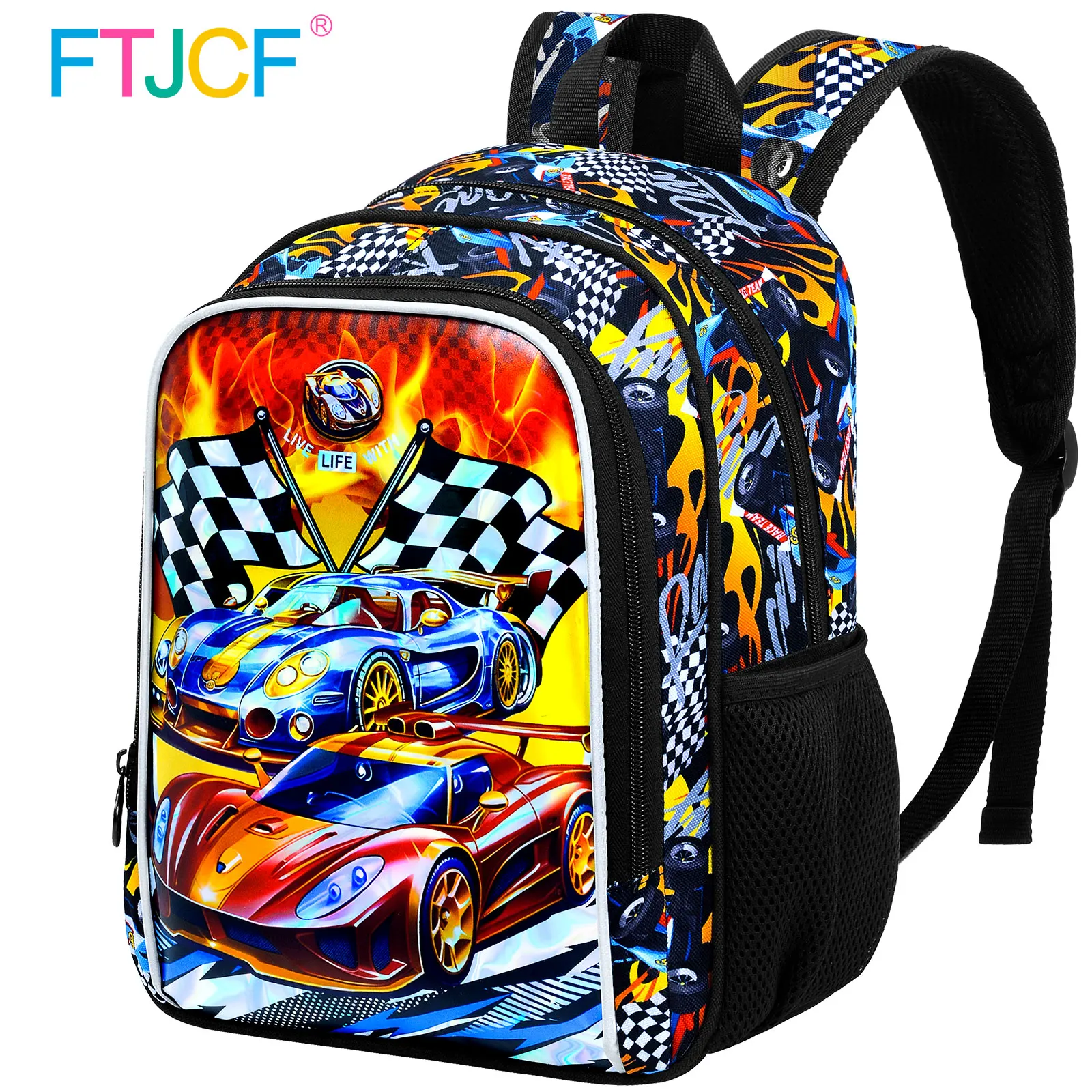 

13" Cars Toddler Backpack for Boys, Kids School Bookbag for Preschool Kindergarten(Hot Wheels)