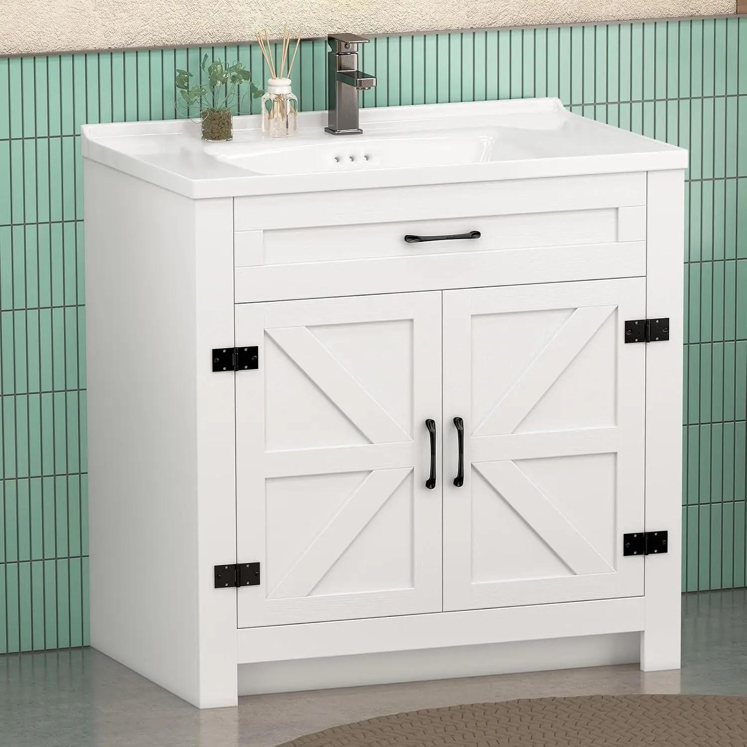 32" White Bathroom …