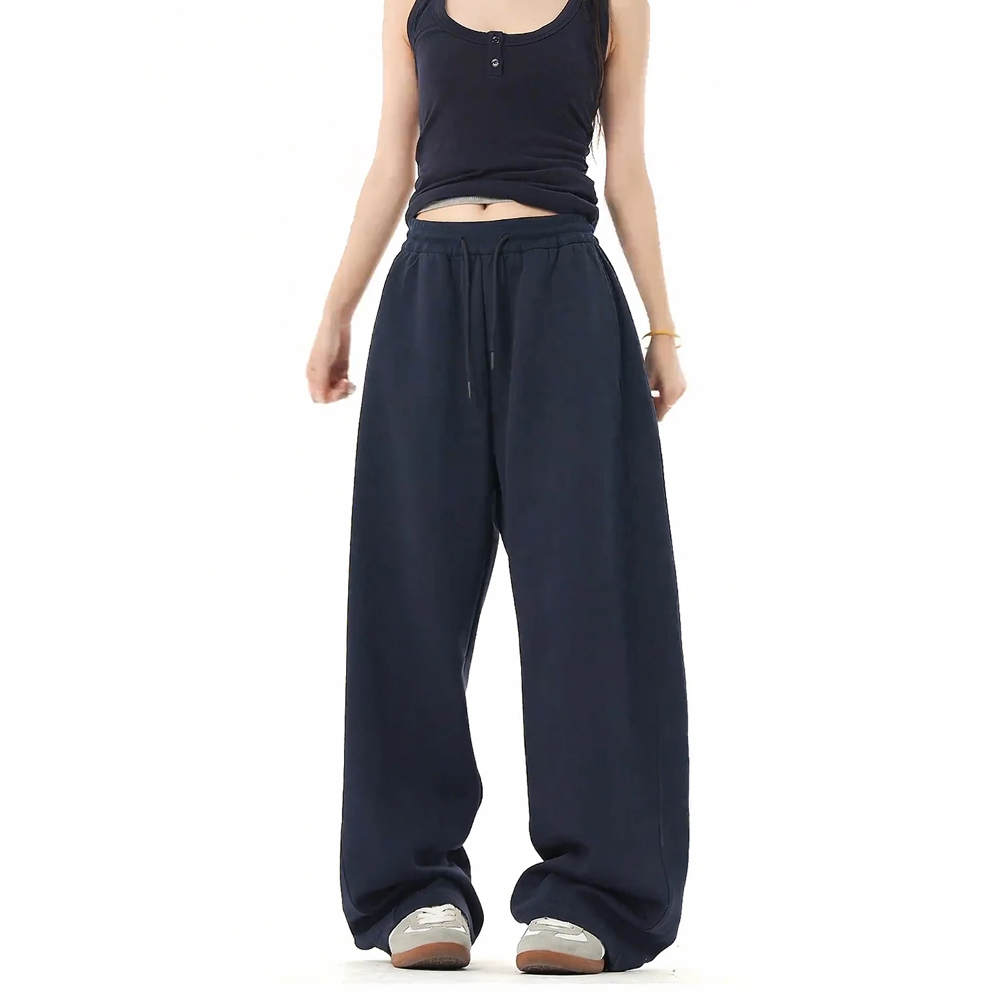 

Black American Style Sweatpants for Women in Summer with A Lazy and Relaxed Feel Straight Leg Loose and Wide Leg Casual Pants
