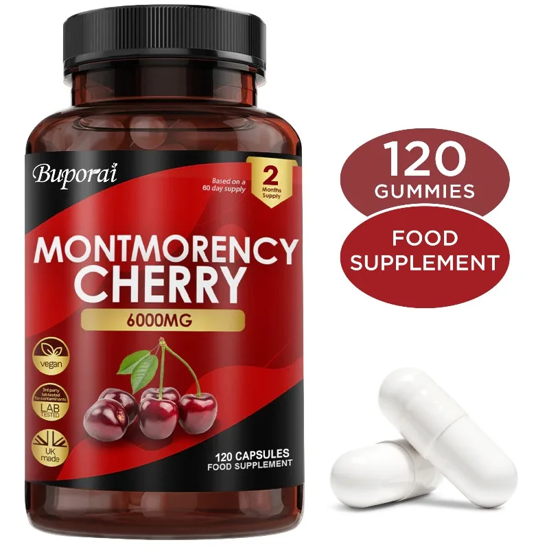 

Montmorency Cherry 6000MG - Muscle Recovery, Antioxidant, Uric Acid Cleansing, Support Urinary Tract Health, Boost Immunity