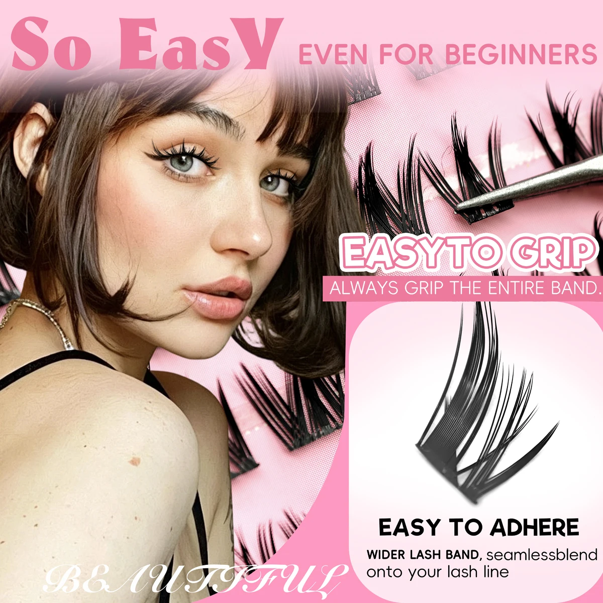 DIY Clusters Lash 10Rows Fluffy Thick Volume Eyelash Handmade Grafting Natural Look Individual False Eyelashes Extensions