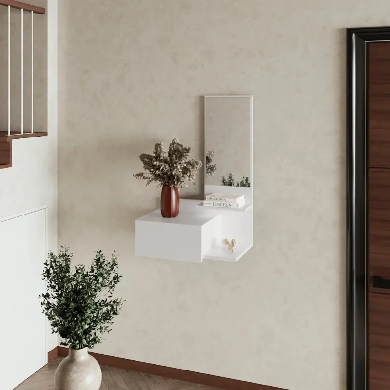 

White Wall-Mounted Plant Shelf with Hanging Pots Minimalist Floating Shelf for Indoor Plant Display Home Decoration