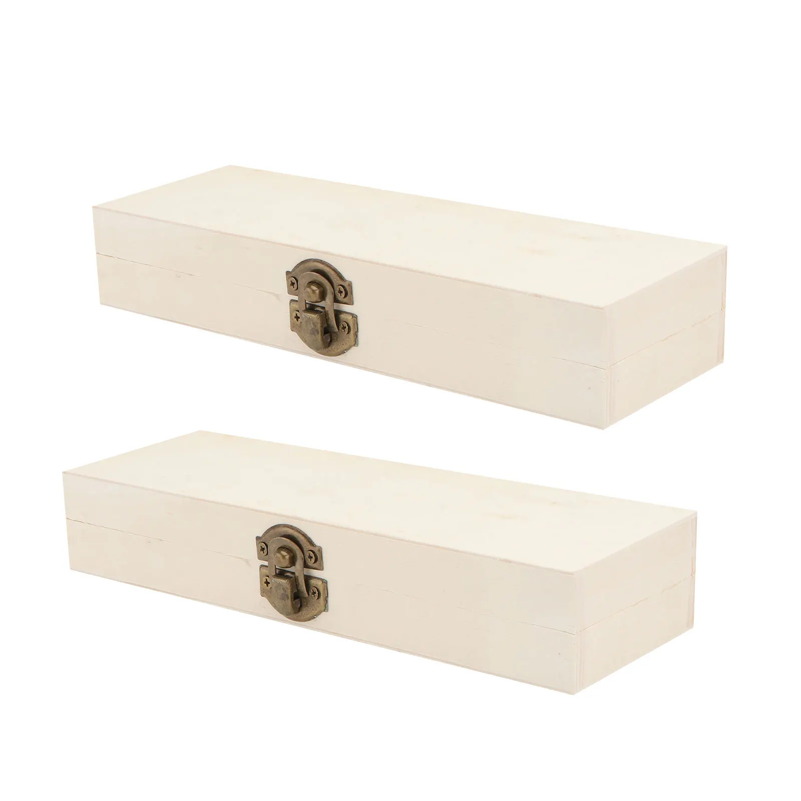 

2pcs Wooden Stationery Beige Pen Storage Box Retro Design Pen Storage School Supplies Travel Case Desk Organizer