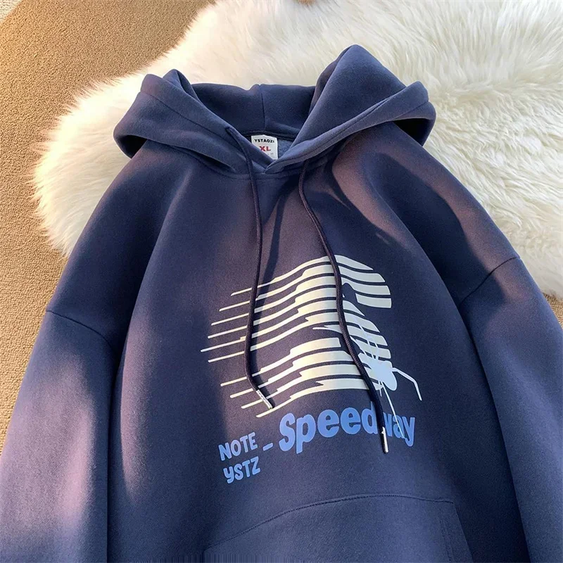 

Winter Letter Graphic Printed Pullover Hoodies For Men 2025 New Hip Hop Fashion Hooded Sweatshirts High Street Fleece Y2K Hoody