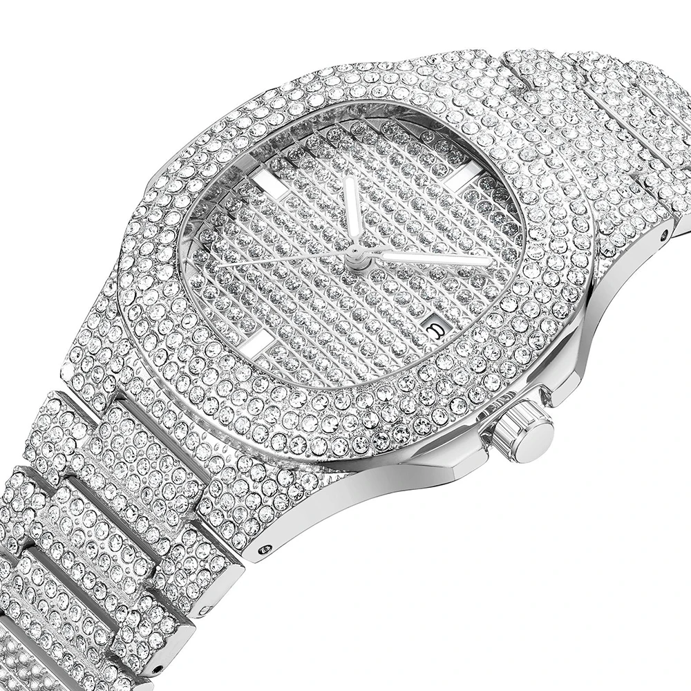 Fashion Hot Unisex Watch Iced Out Quartz Watch Men Diamond Steel Hip Hop Watches Top Brand Luxury Woman Clock reloj hombre