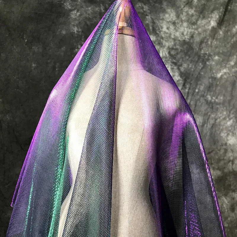 

1m Purple Green Gradient Mesh Designer Fabric Fashion Creative Galaxy Skirt Clothing DIY Sewing Fantasy Light Fabric 150cm Width