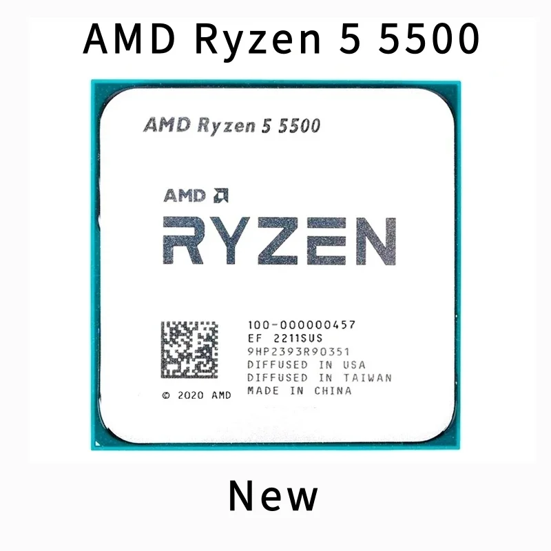 New Ryzen 5 5500 R5 5500 3.6GHz 6-Core 12-Thread CPU Processor 7NM L3=16M DDR4 Socket AM4 CPU No Fan For X570 B450 motherboard