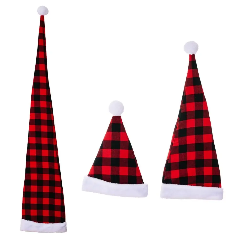 

Leisure Merry Christmas Decoration Christmas Hat Plaid Santa Claus Santa Claus Hat Beanie Skull Cap Red Plush Hat Christmas