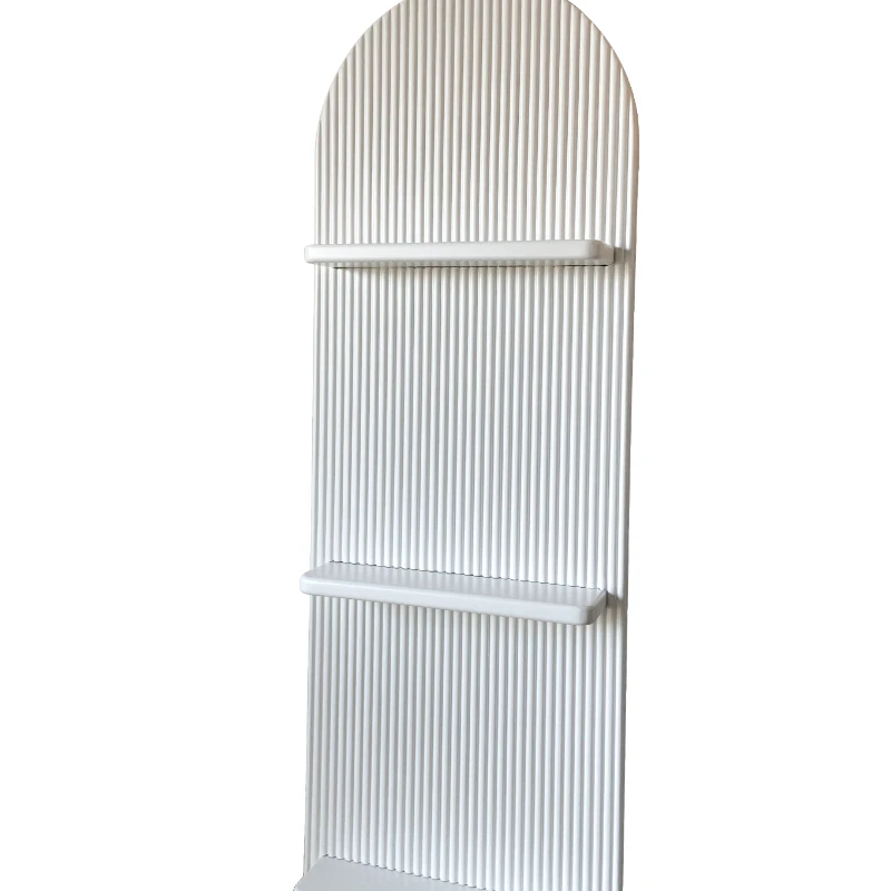 floor multi story storage rack, wall to wall magazine wave board, beautiful Chen white display , design book and newspaper