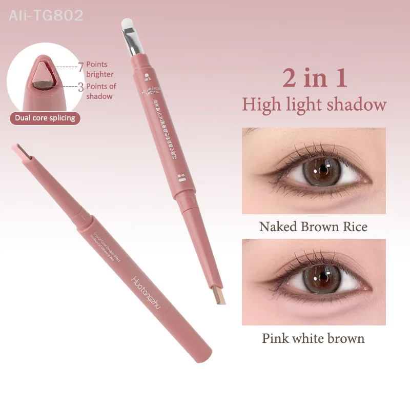 1 Stück Wasserfester Natürlicher Zweifarbiger Seidenraupenstift Unter-Augen-Highlighter Schattenstift Kontur 2-in-1 Augen-Make-up Kosmetik