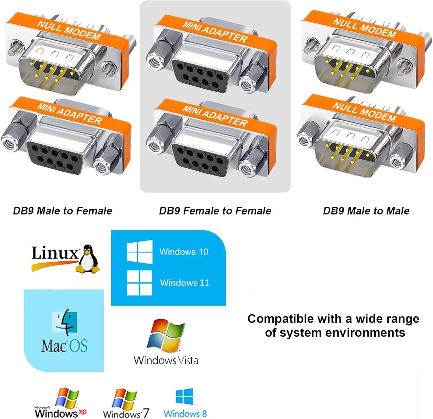 

RS232 Serial Port Cross DB9 Male to Female/Female to Female/Male to Male Serial Port Conversion Head COM Port to Connector