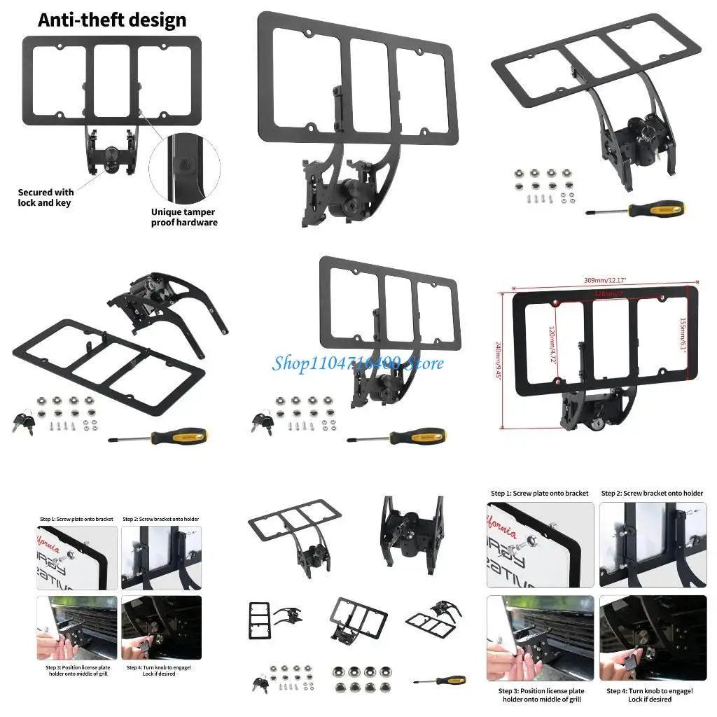 

y1gd Front License Plates Holder for 2021-2023 AntiTheft, Removable License Plate Bracket Mounting